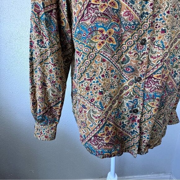 Liz Clairborne Lizwear Floral Button Down Blouse 100% Rayon Shirt Size S - Picture 9 of 11